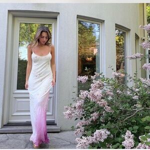 Elegant Cream and Pink Ombre Dress